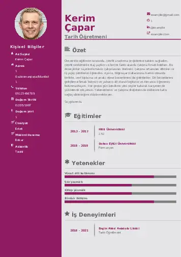 Tarih Öğretmeni Cv Örnekleri cv indir